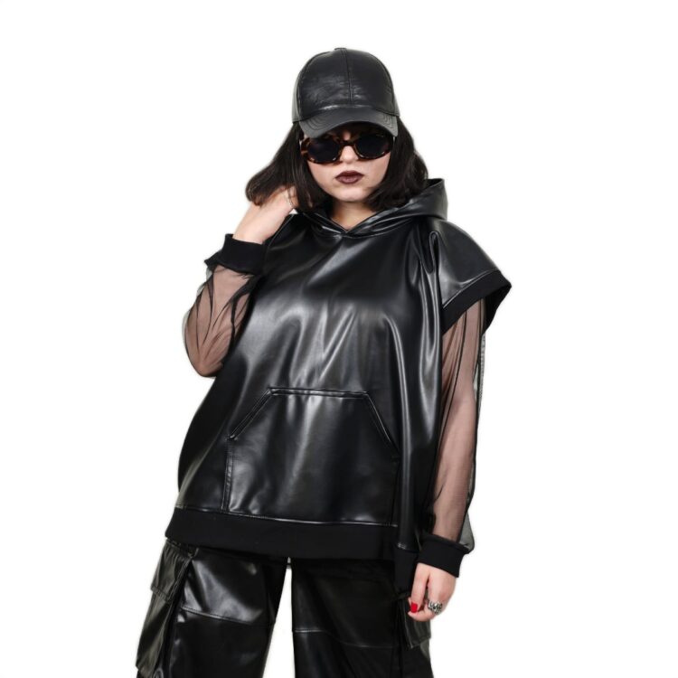 ست هودی شلوارک چرم👽