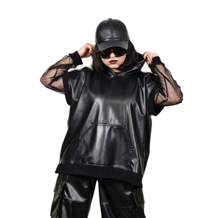 ست هودی شلوارک چرم👽