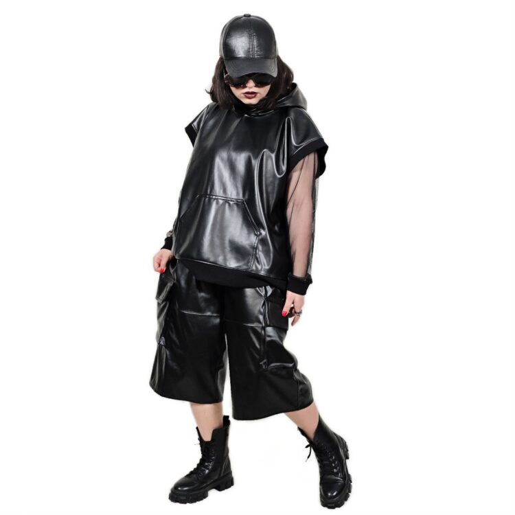 ست هودی شلوارک چرم👽