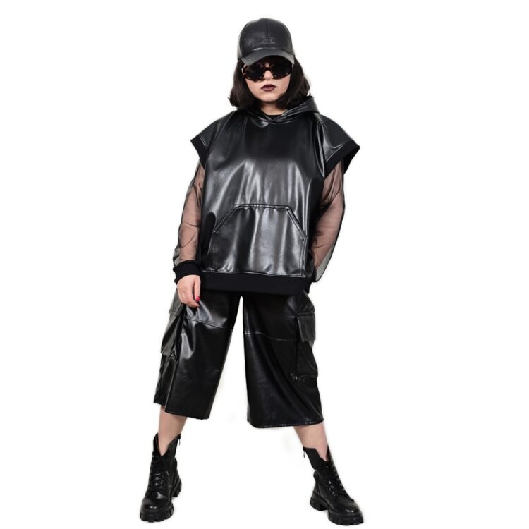 ست هودی شلوارک چرم👽