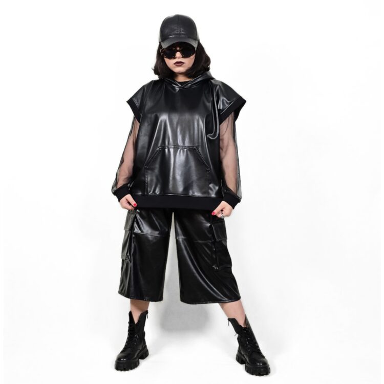 ست هودی شلوارک چرم👽