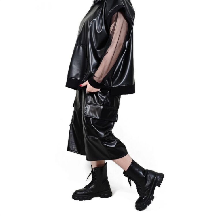 ست هودی شلوارک چرم👽